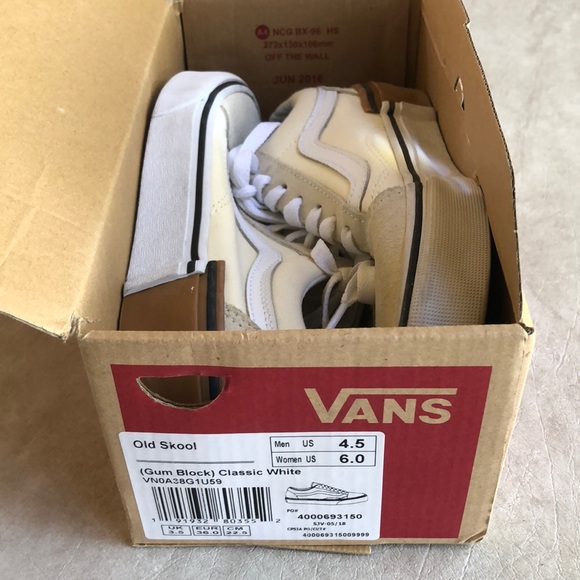 Vans Old Skool Gum Block Classic White Canvas Suede Shoes Size Women 6 Men 4.5 - Picture 9 of 10